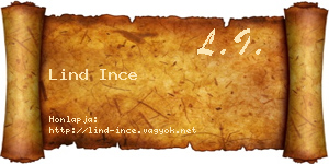 Lind Ince névjegykártya